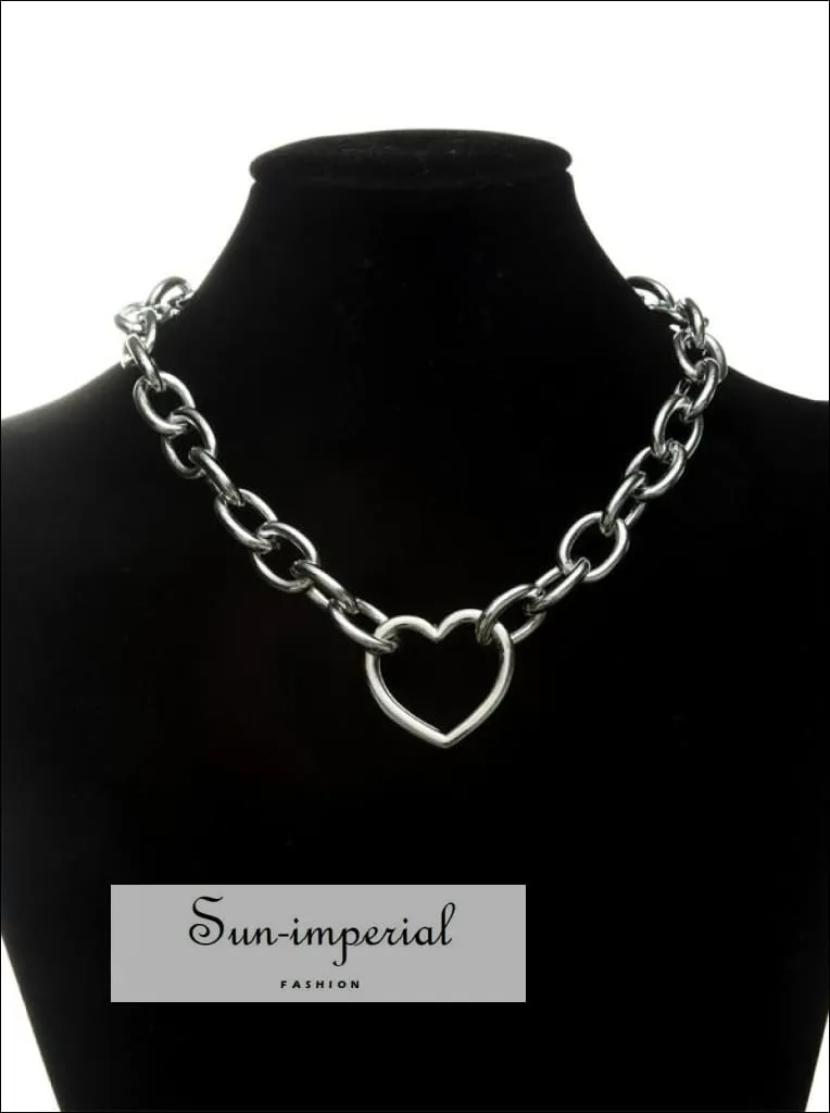 Women Silver and Gold Gothic Chunky Chain Choker Necklace