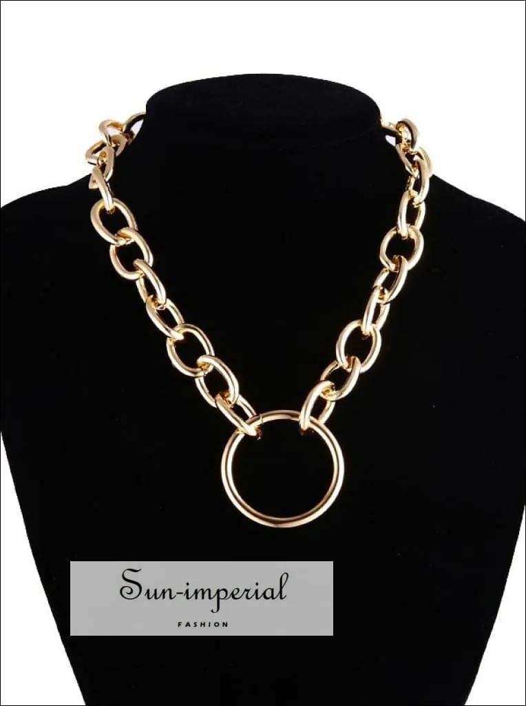 Women Silver and Gold Gothic Chunky Chain Choker Necklace