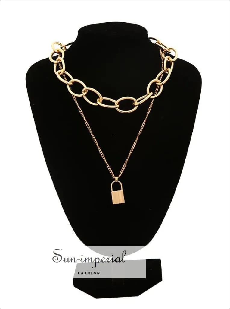 Women Silver and Gold Gothic Chunky Chain Choker Necklace