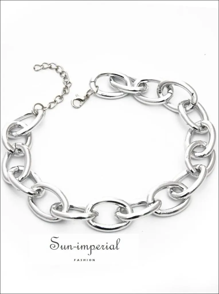 Women Silver and Gold Gothic Chunky Chain Choker Necklace