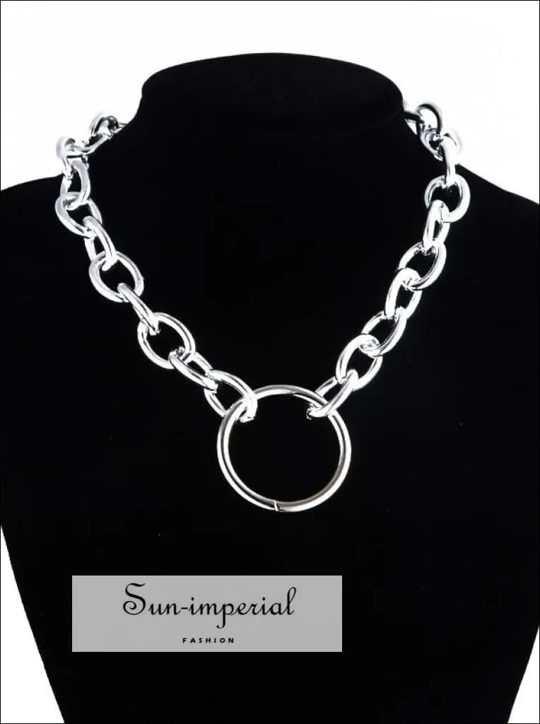 Women Silver and Gold Gothic Chunky Chain Choker Necklace