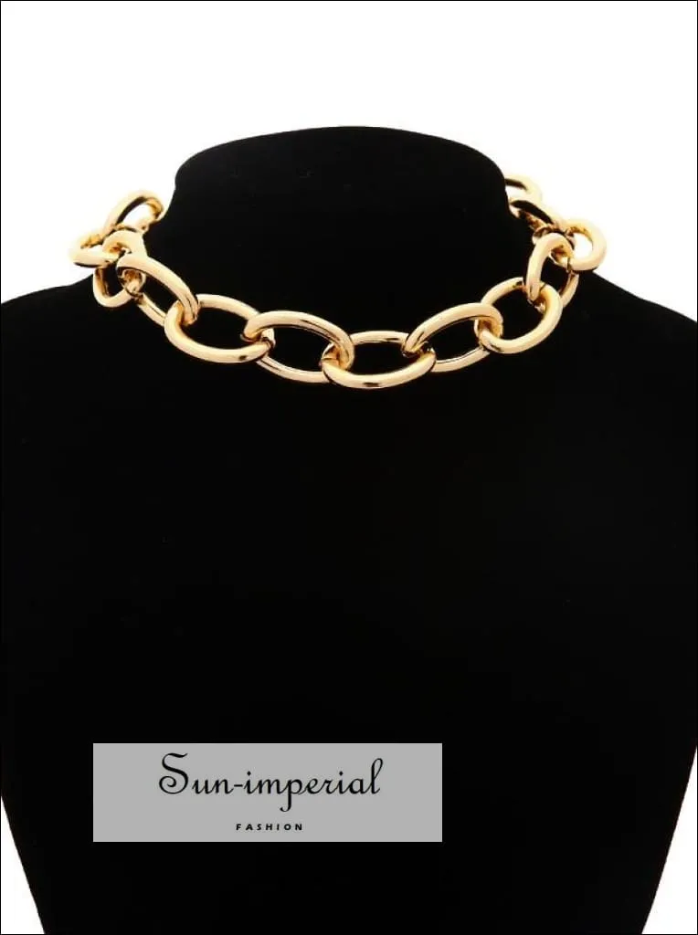 Women Silver and Gold Gothic Chunky Chain Choker Necklace