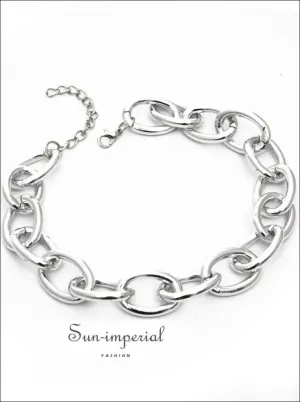 Women Silver and Gold Gothic Chunky Chain Choker Necklace