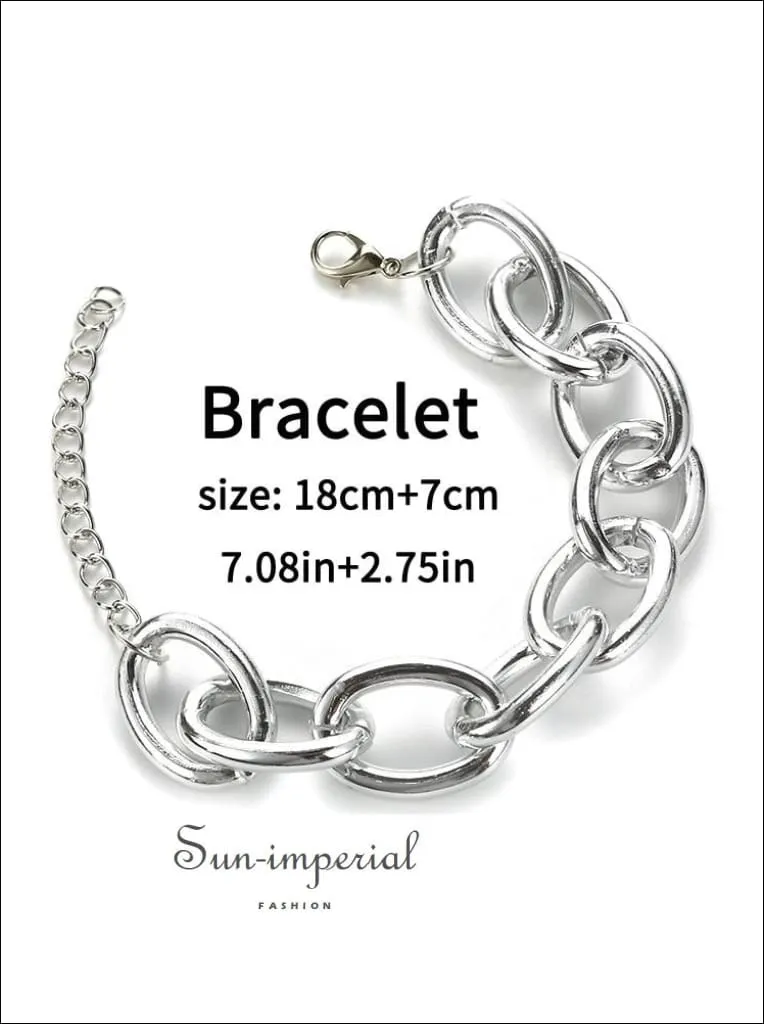 Women Silver and Gold Gothic Chunky Chain Choker Necklace