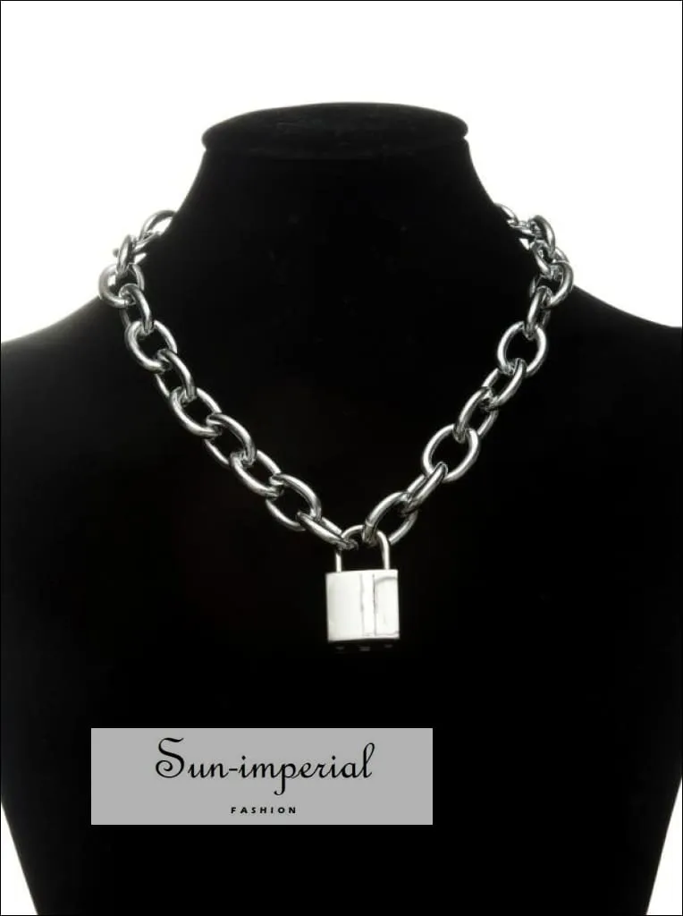Women Silver and Gold Gothic Chunky Chain Choker Necklace